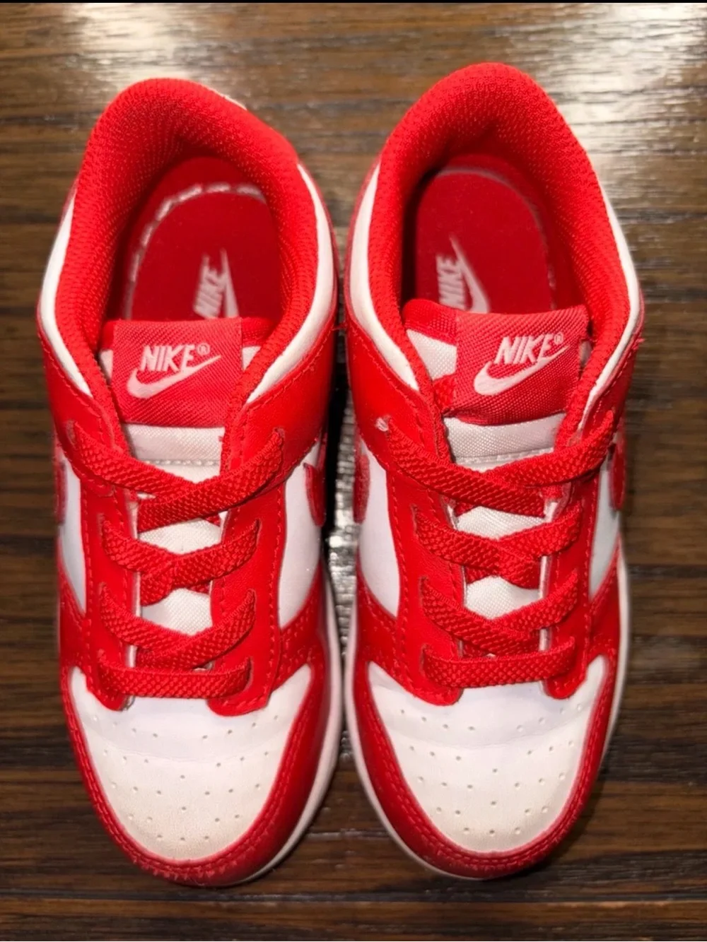 Nike Kids Red and White Low-Top Sneakers